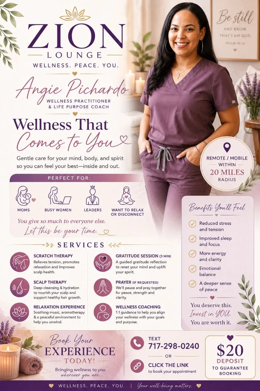 Zion Lounge wellness experience — woman enjoying a relaxing scalp therapy session